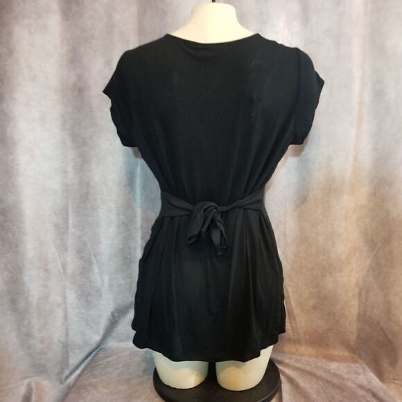 Halston Black Tie Back Blouse Size Small - Picture 3 of 5